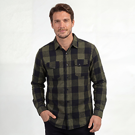 Burnside Woven Plaid Flannel Snap-Button Shirt