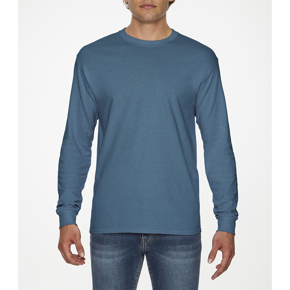 indigo blue gildan shirt