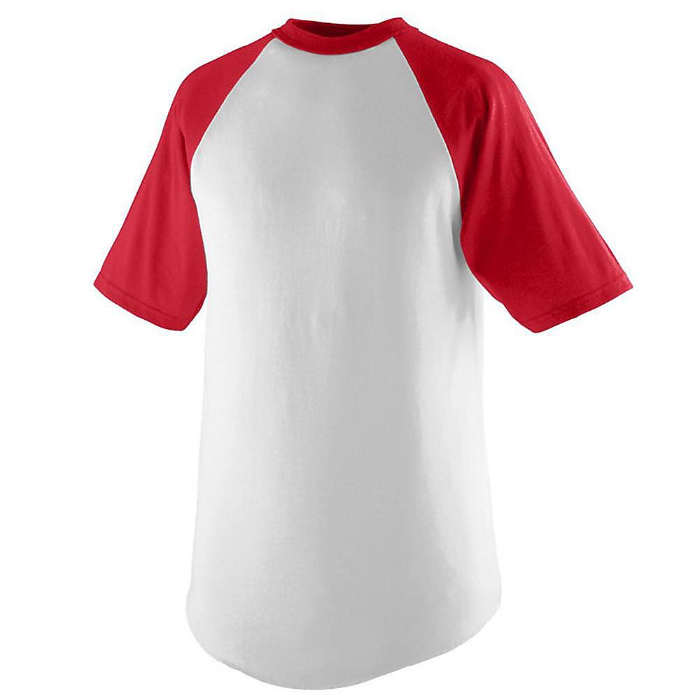 grey and red baseball jersey