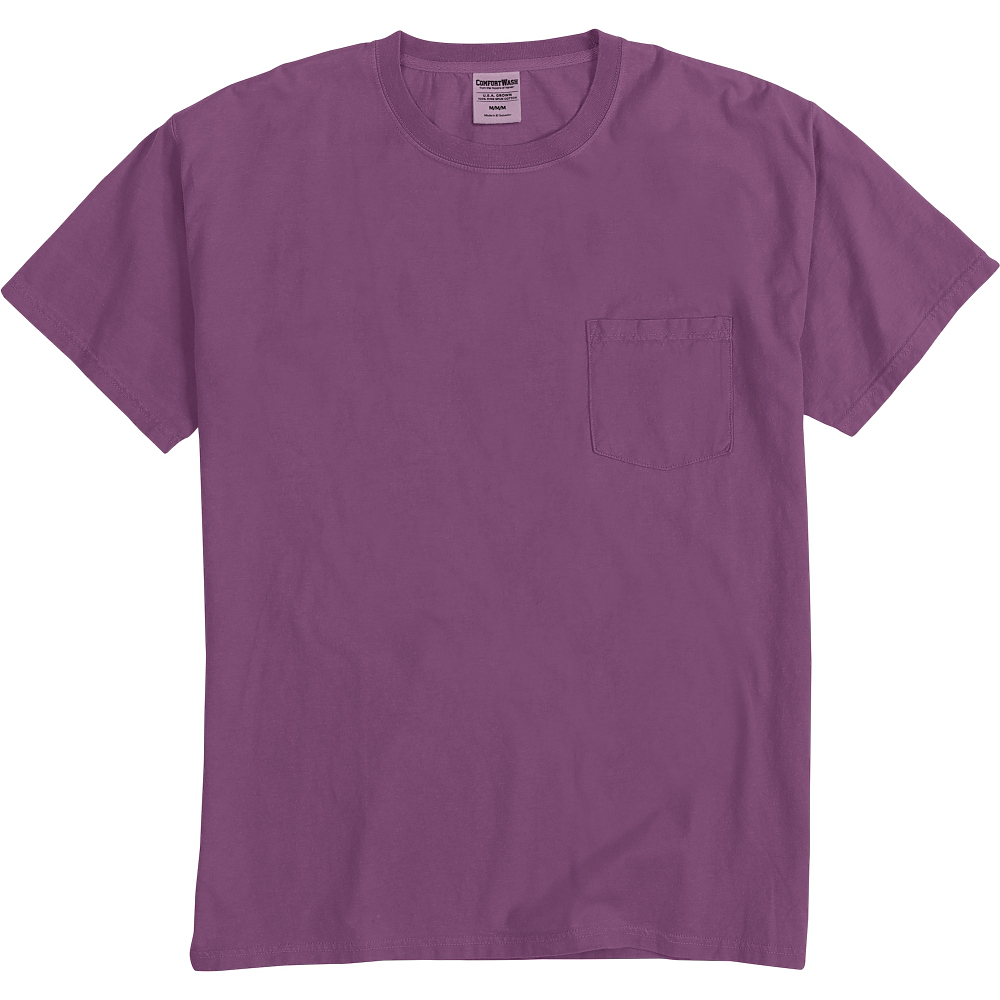 Hanes Men's Short Sleeve 1901 Garment Dyed Pocket T-shirt - Purple