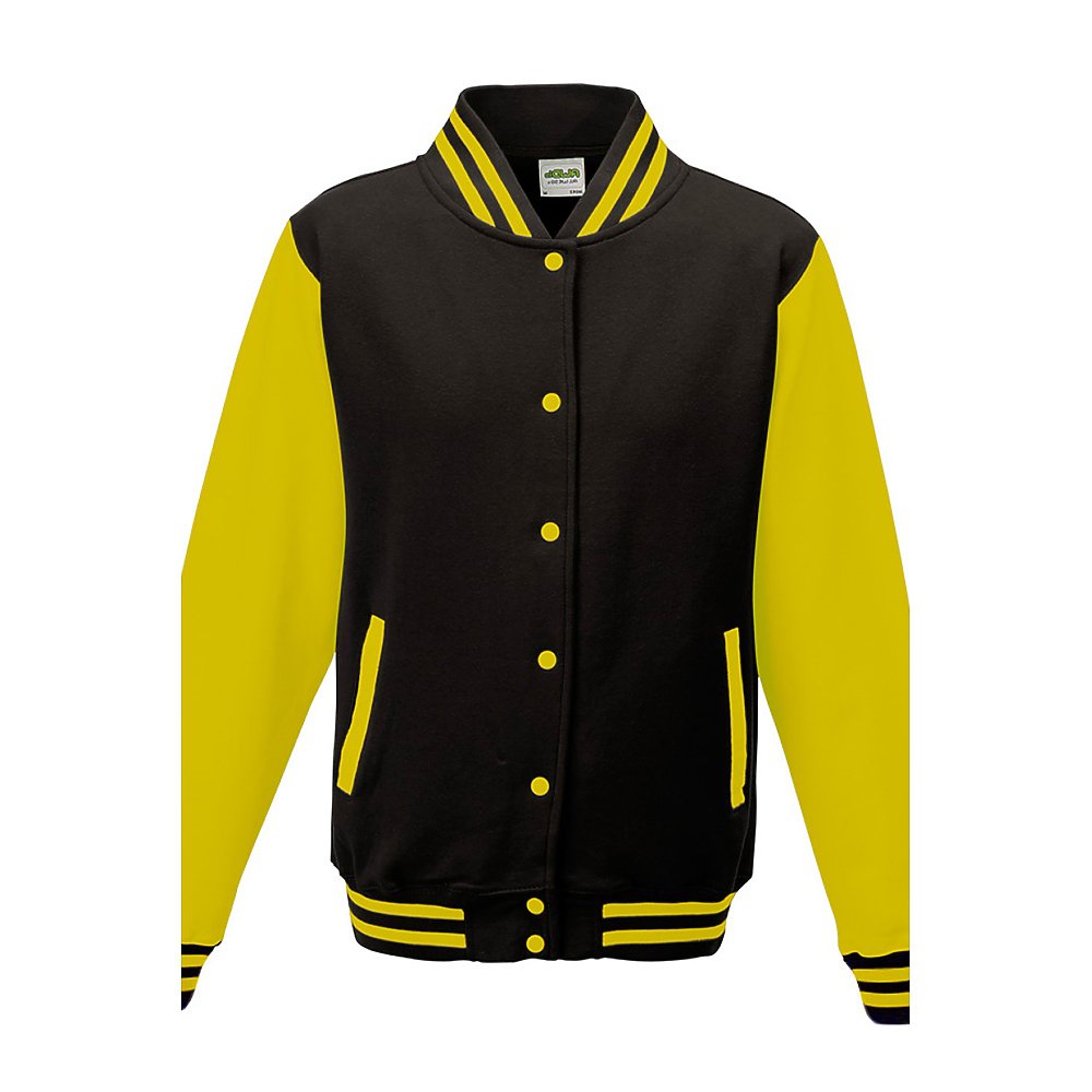 AWDis Hoods Varsity Letterman Jacket Jet Black/Sun Yellow XS